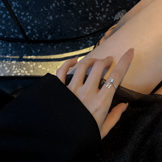 Elegant Letter H Open Band Ring