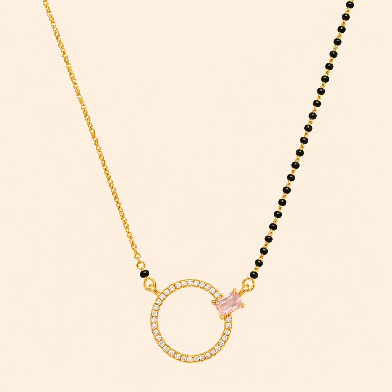Blush Crystal Circle Mangalsutra