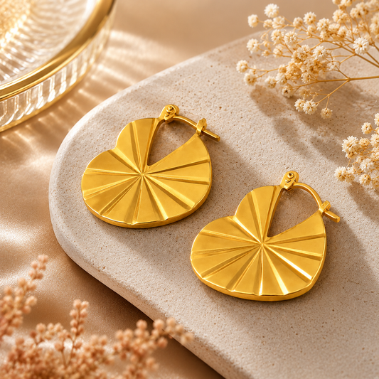 18K Gold Plated Heart Butterfly Hoops Anti Tarnish Earring