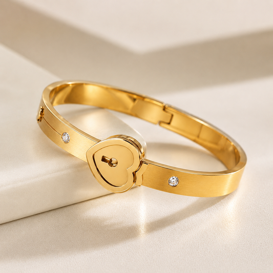 Golden Heart Lock Bracelet