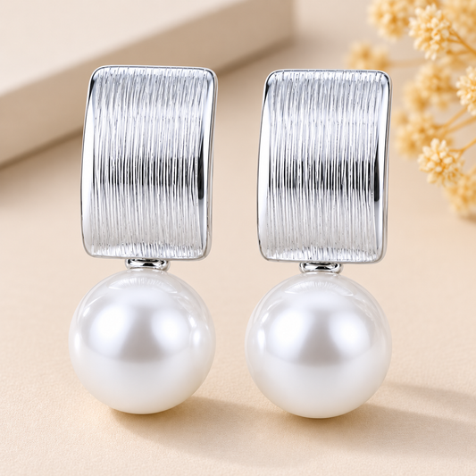 Silver Pearl Statement Earrings