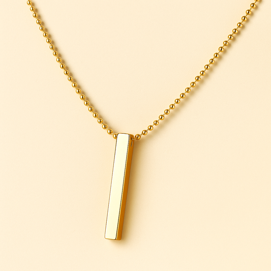 Men- Vertical Gold Bar Pendant Ball Chain