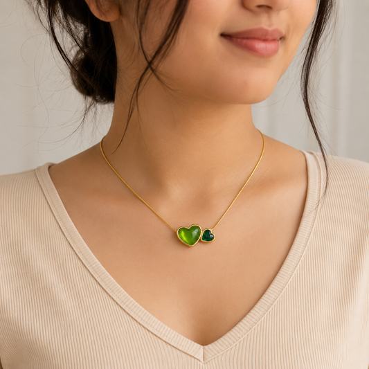18k Gold Plated Double Heart Necklace