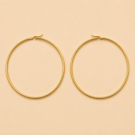 18K Gold Plated Classic Gold Oversized Hoop Earrings