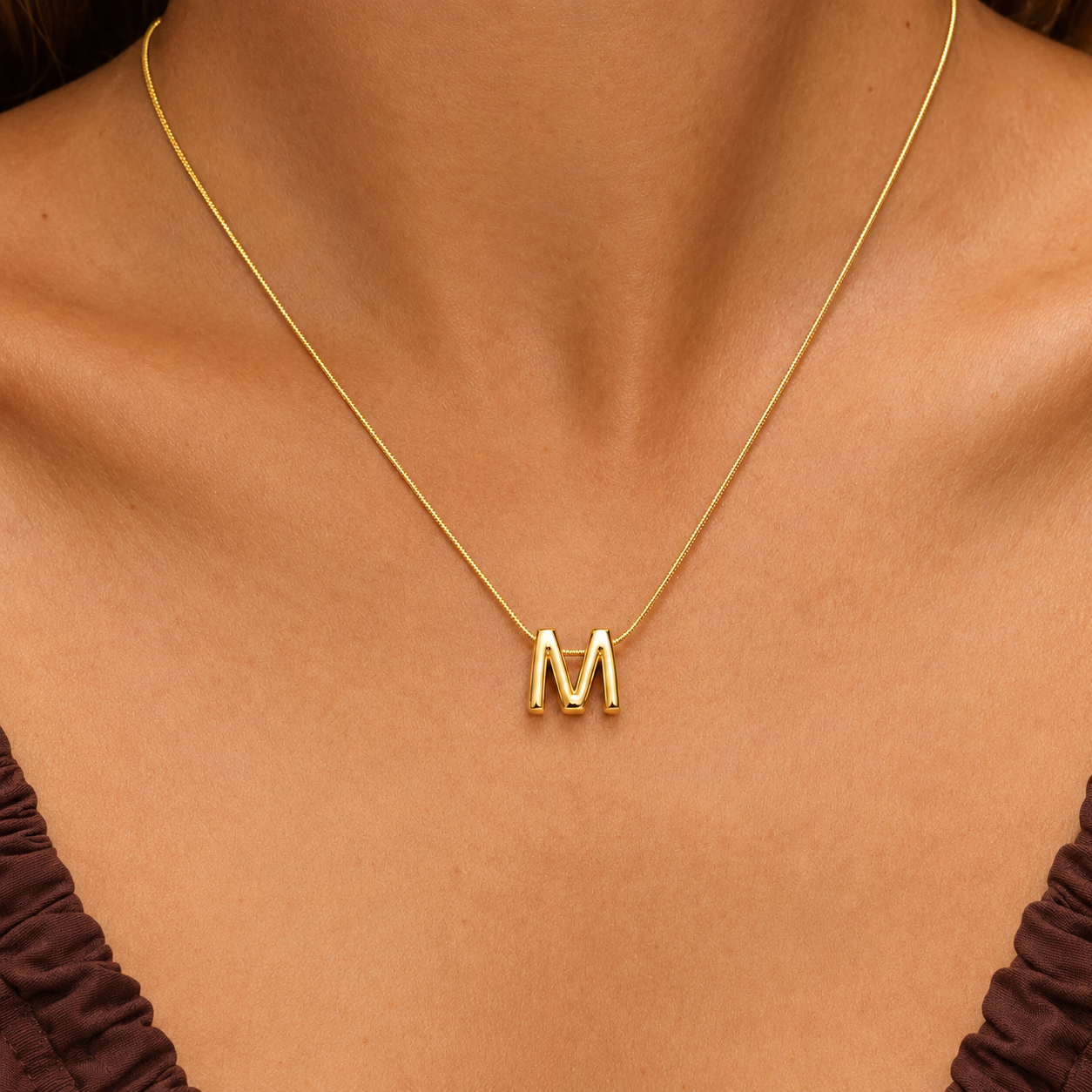 18K Gold Plated Signature M Initial Necklace