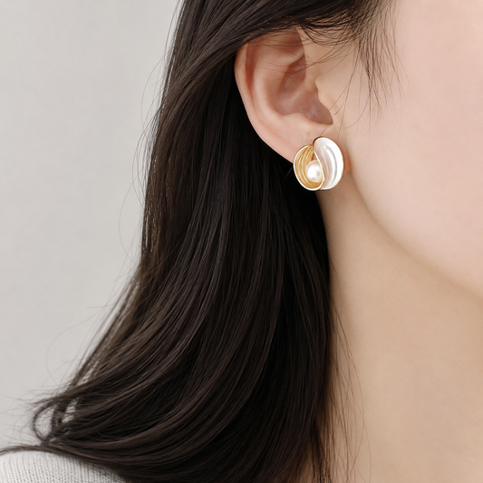 Dual Tone Pearl Designer Earrings