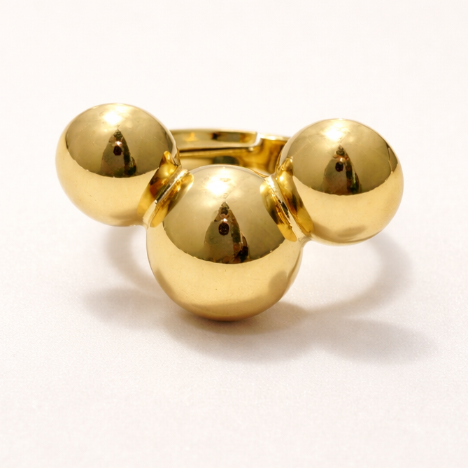 18K Gold Plated Trinity Sphere Ring