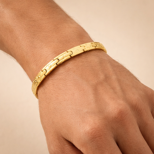 Men - 18K Gold Plated Celeste Pattern Gold Bracelet