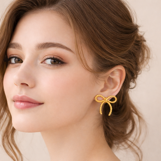 18k Gold Plated Twirl & Tie Earring
