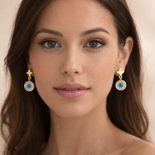 Star Evil Eye Drop Earrings