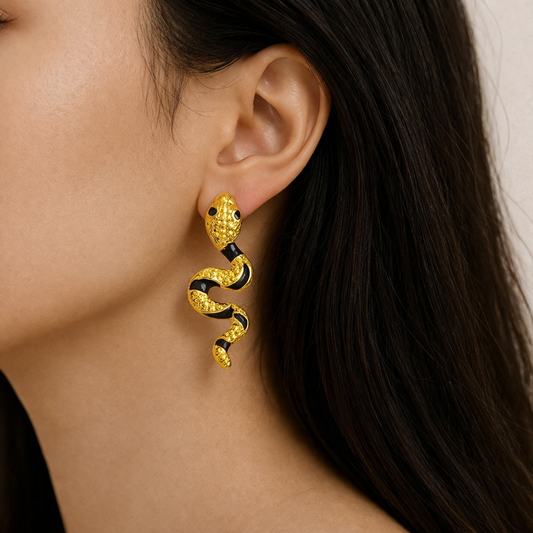 Golden Slither & Shine Snake Earring