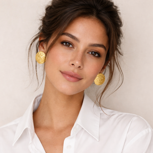 18K Gold Plated Contemporary Stud Earrings