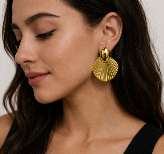 18K Gold Plated Textured Drop Earrings