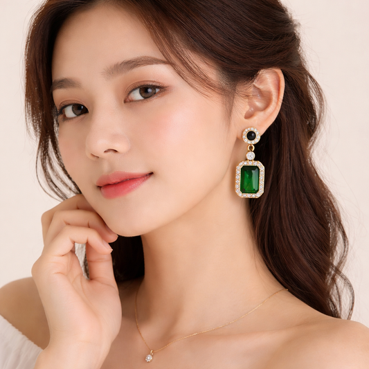 Regal Greenstone Gold Earrings