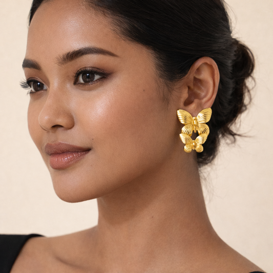 18K Gold Plated Butterfly Chunky Earring