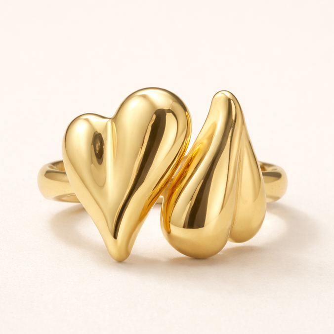 18K Gold Plated Heart Harmony Ring