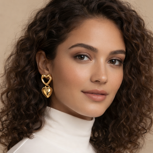 18K Gold Plated Heart Kiss Me Earring