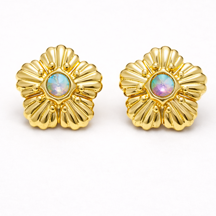 Golden Opal Bloom Earrings