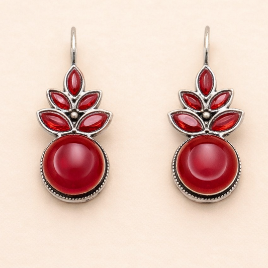 Royal Crimson Charm Oxidised Earrings
