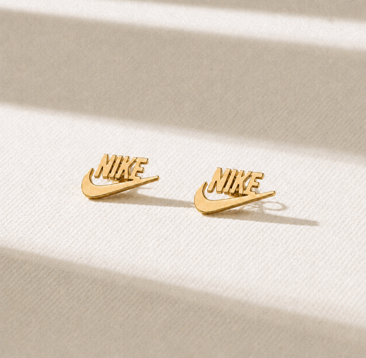 18K Gold Plated Street Style Logo Studs Earrings