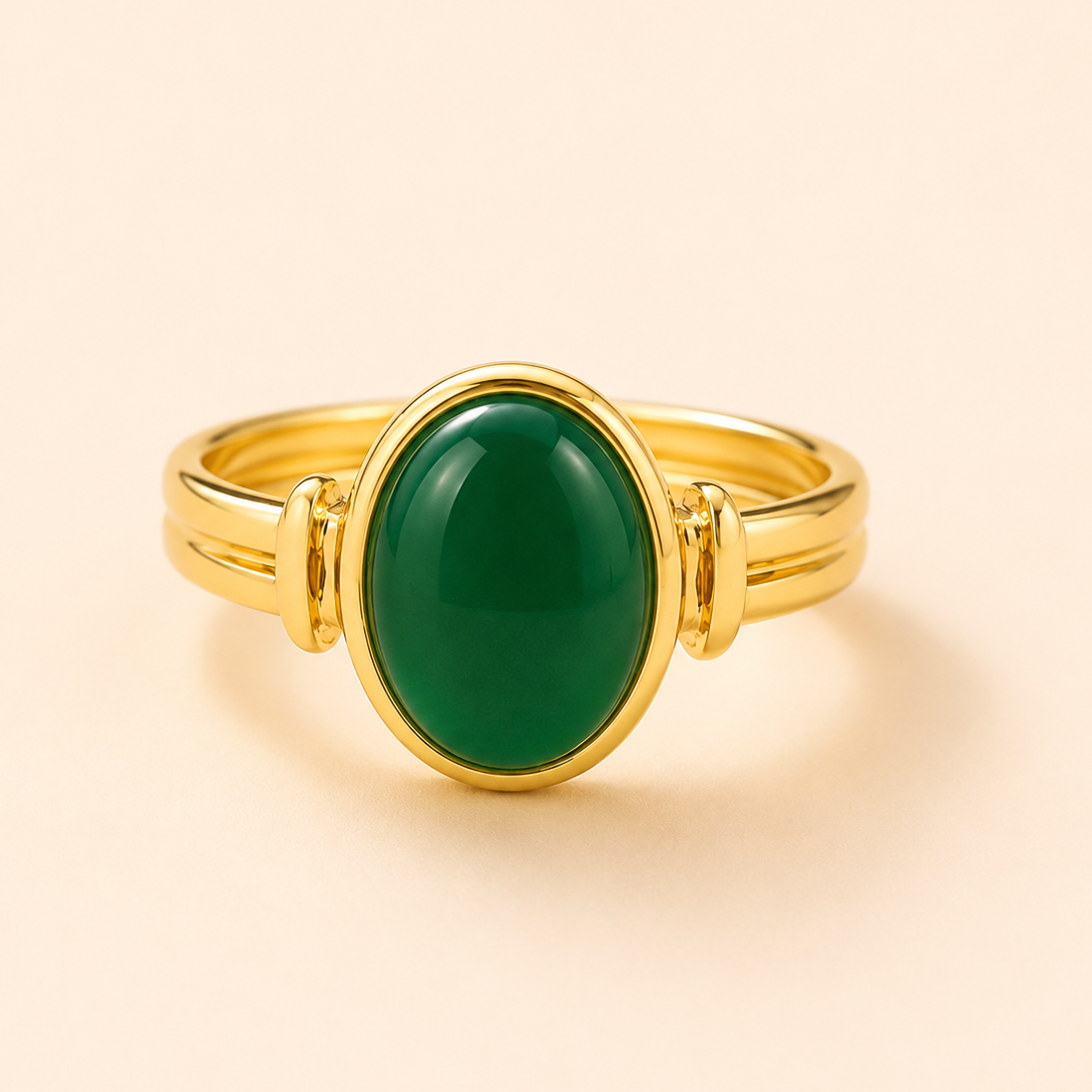 Olive Gem Stainless Steel Ring