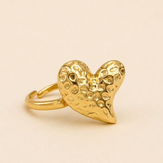 18K Gold Plated Chunky Heart Ring