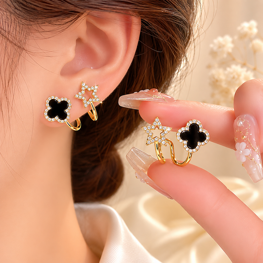 Rhinestone Four Leaf Clover Earrings