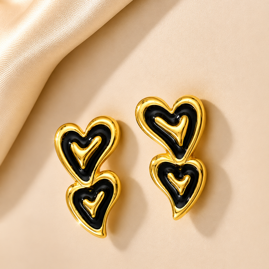 18K Gold Plated Pearl and Enamel Bow Earrings