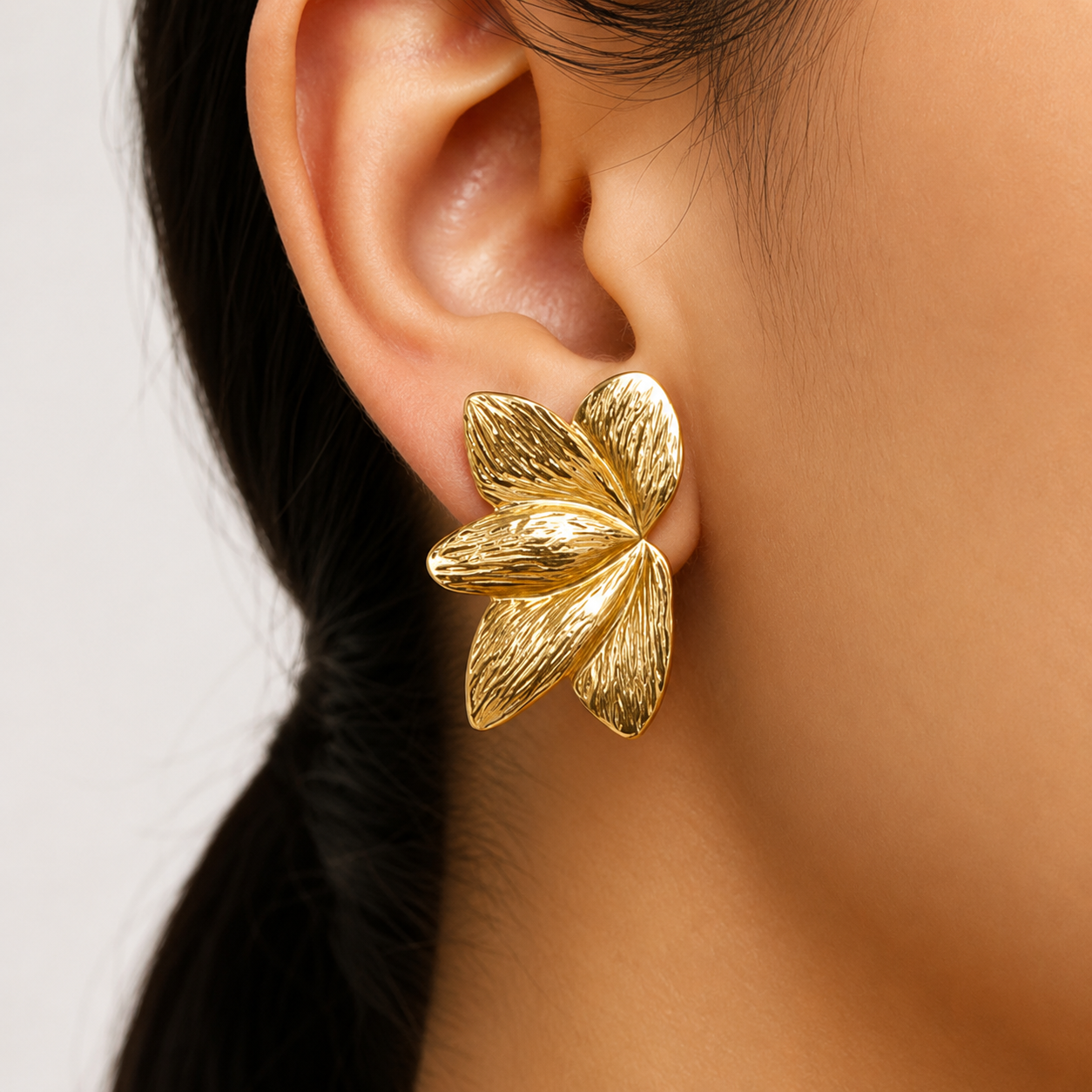 18K Gold Plated Anti Tarnish Gold Petal Statement Earrings