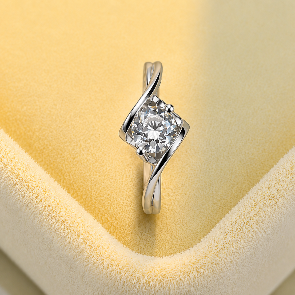 Silver Twist Solitaire Ring