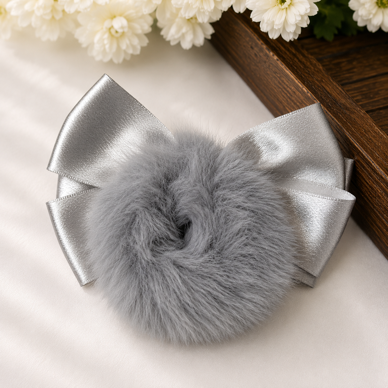 Fluffy Satin Elegance Hair Bow