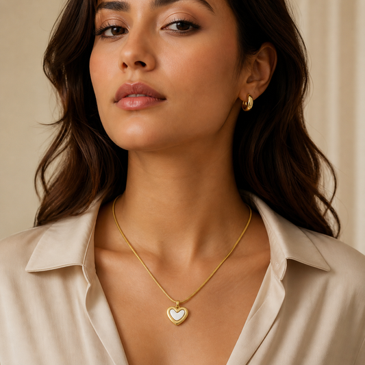 Anti Tarnish White Heart Necklace