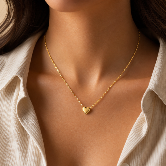 Anti Tarnish Heart Gold Necklace