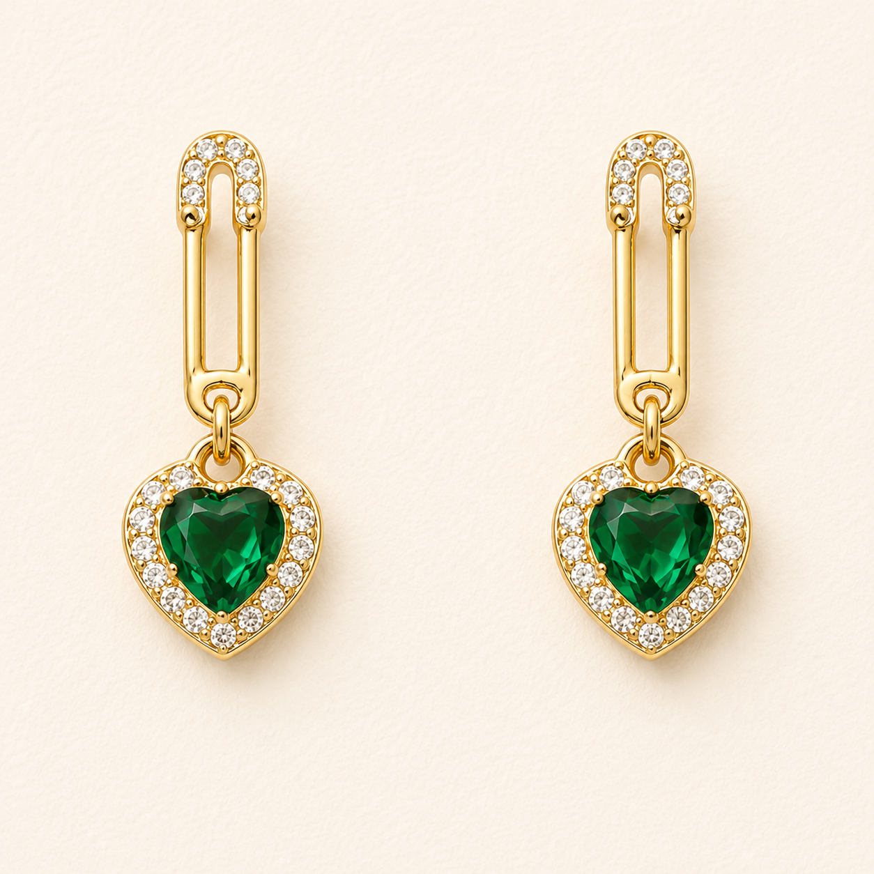 Green Heart Royale Drops Earring