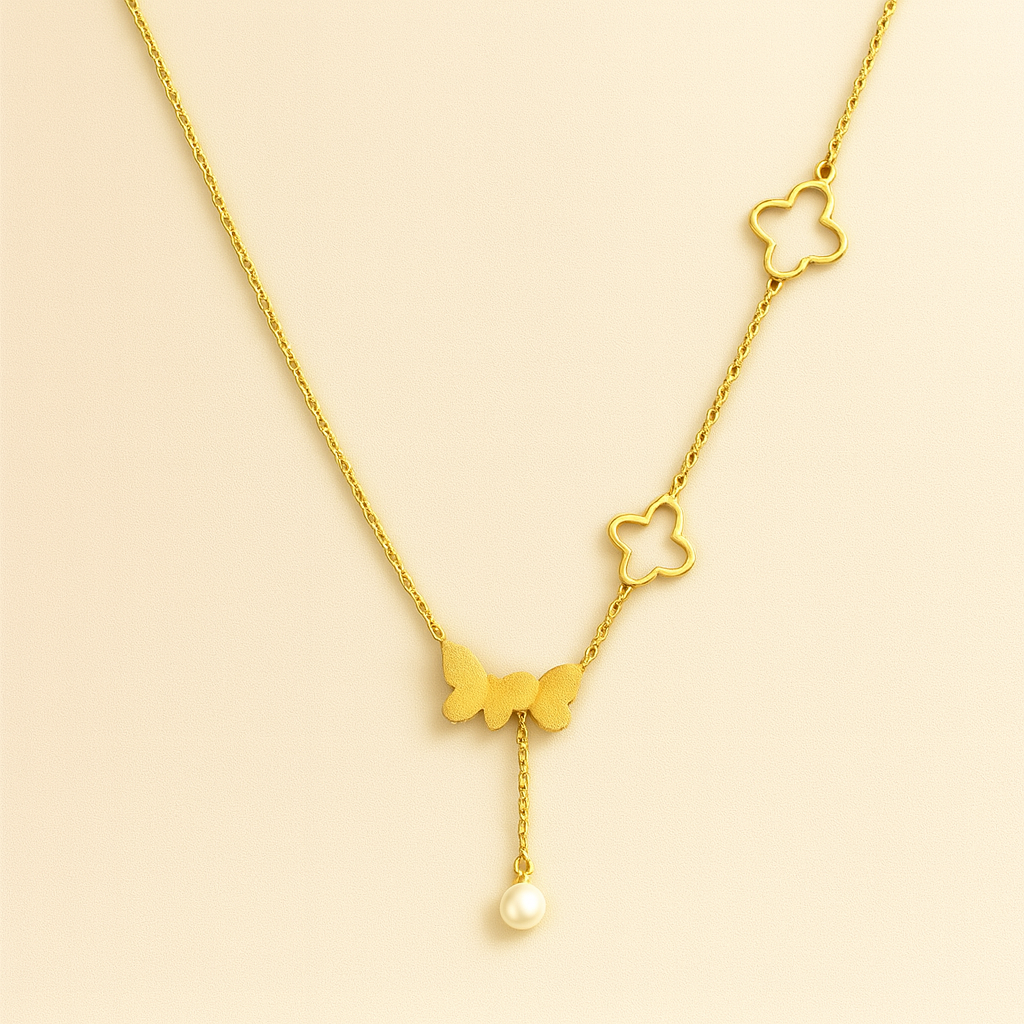 18k Gold Plated Butterfly Bloom Necklace
