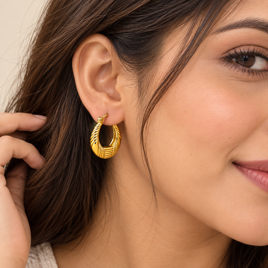 18K Gold Plated Circle Harmony Hoops Earring