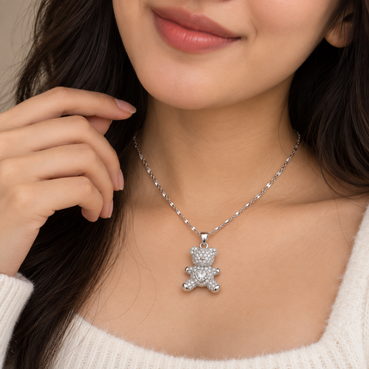 Sweetheart Teddy Pendant Necklace