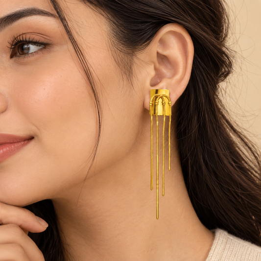 Golden Ribbon Threader Earrings