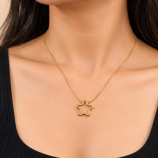 18K Gold Plated Minimalist Star Pendant Necklace