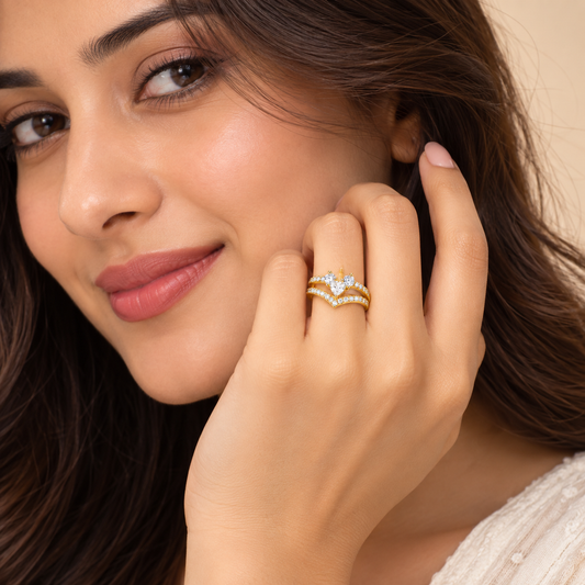 18K Gold Plated Celeste Heart Ring