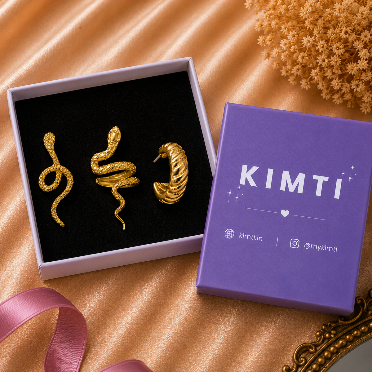 3 Pcs Gold-Tone Snake Design Ear Cuff