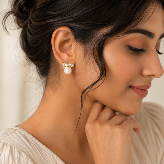 Ivory Ribbon Luxe Earrings