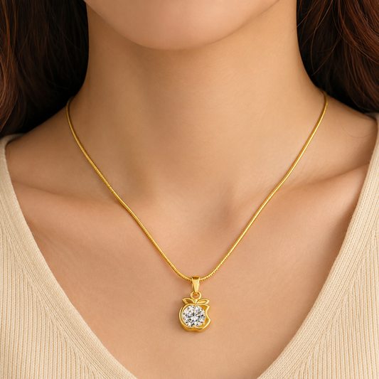 18K Gold Plated Crystal Apple Charm Pendant