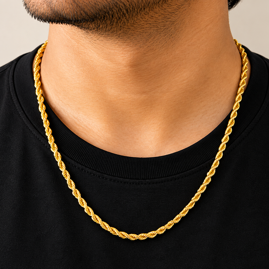 Men - 18K Gold-Plated Classic Rope Chain