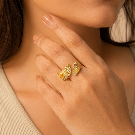 18k Gold Plated Angel Wing Ring