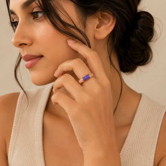 Lilac Luxe Cuff Enamel Adjustable Ring