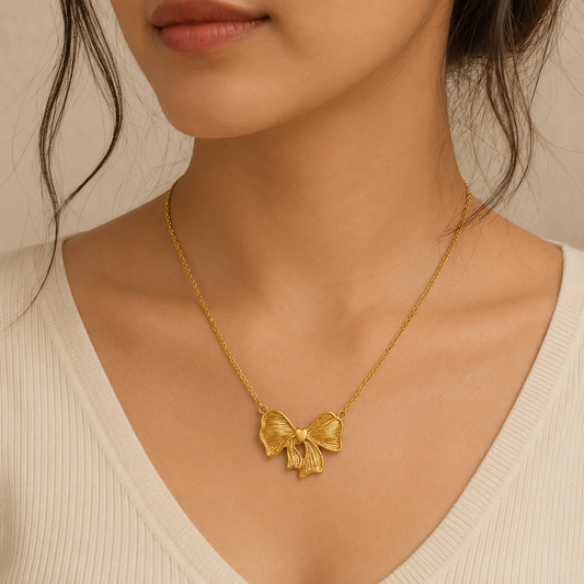18K Gold Plated Bow Anti Tarnish Necklace