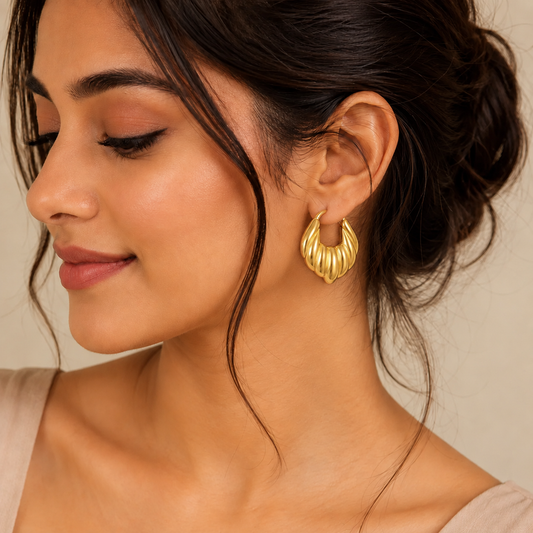 18K Gold Plated Anti Tarnish Golden Hoop Anti Tarnish Earring