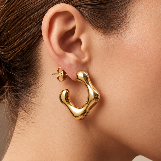 18k Gold Plated Hoop Huggies Earring