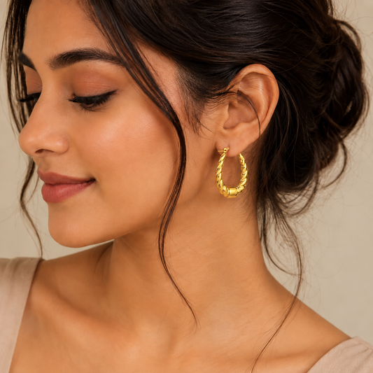 18K Gold Plated Hoop Anti Tarnish Earring